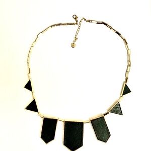 House of Harlow 1960 Black Leather Gold Starburst Necklace